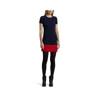 Lauren Ralph Lauren Colorblock Shift Dress Navy Red Gold Button Sz 6 Preppy NWT